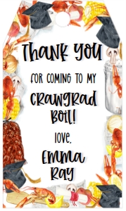 Graduation Border Craw Boil Favor Tag: Graduation Border Craw Boil