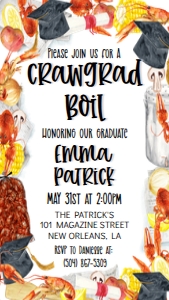 Graduation Border Craw Boil Text Invite: Graduation Border Craw Boil