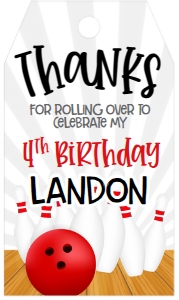 Birthday Bowling Let's Bowl Red Favor Tag: Birthday Bowling Let's Bowl Red