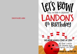 Birthday Bowling Let's Bowl Red Photo Invite: Birthday Bowling Let's Bowl Red
