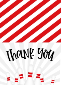 Birthday Bowling Let's Bowl Red Thank You Card: Birthday Bowling Let's Bowl Red