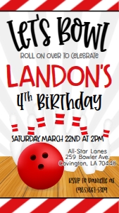 Birthday Bowling Let's Bowl Red Text Invite: Birthday Bowling Let's Bowl Red