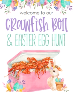 Crawfish Boil Easter Egg Hunt Pastel Ice Chest Welcome Sign: Crawfish Boil Easter Egg hunt
