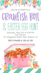 Crawfish Boil Easter Egg Hunt Pastel Ice Chest Text Invite: Crawfish Boil Easter Egg hunt