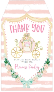 Birthday Princess Carriage Crest Favor Tag: Birthday Princess Carriage Crest