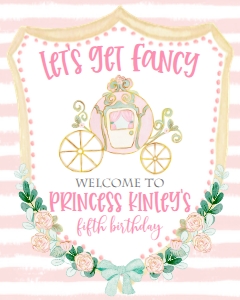 Birthday Princess Carriage Crest Welcome Sign: Birthday Princess Carriage Crest