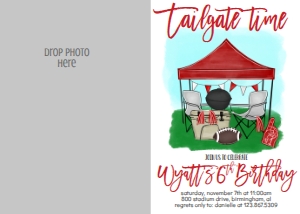 Birthday Football Tailgate Red Photo Invite: Birthday Football Tailgate Red