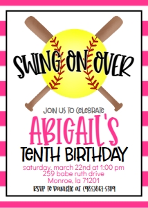 Birthday Softball Bat X Pink: Birthday Softball Bat X Pink