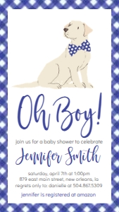 Baby Shower Dog Navy Oh Boy Text Invite: Baby Shower Dog Navy Oh Boy