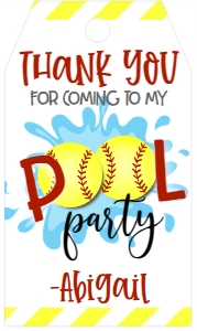 Birthday Softball Pool Party V2 Favor Tag: Birthday Softball Pool Party V2