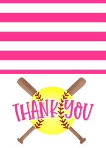 Birthday Softball Bat X Pink Thank You: Birthday Softball Bat X Pink
