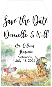 Save the Date NOLA Bayou Band Swamp Favor Tag: Save the Date NOLA Bayou Band Swamp
