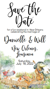 Save the Date NOLA Bayou Band Swamp Text Invite: Save the Date NOLA Bayou Band Swamp