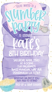 Birthday Slumber Party Sleeping Bag Text Invite: Birthday Slumber Party Sleeping Bag Invite