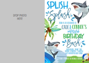 Birthday Waterslide Party Shark Photo Invite: Birthday Waterslide Party Shark