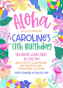 Birthday Aloha Luau V2 Flamingo: Birthday Aloha Luau V2 Flamingo
