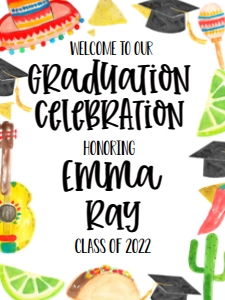 Graduation Fiesta Border V2 Welcome Sign 18x24: Graduation Fiesta Border V2