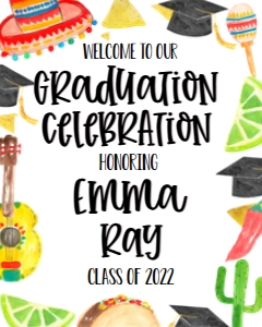 Graduation Fiesta Border V2 Welcome Sign 8x10: Graduation Fiesta Border V2