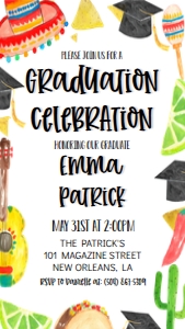 Graduation Fiesta Border V2 Text Invite: Graduation Fiesta Border V2