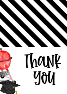 Graduation BBQ Border V2 Thank You Card: Graduation BBQ Border V2