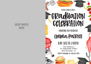 Graduation BBQ Border V2 Photo Invite: Graduation BBQ Border V2