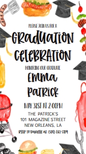 Graduation BBQ Border V2 Text Invite: Graduation BBQ Border V2