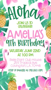 Birthday Aloha Luau Text Invite: Birthday Aloha Luau