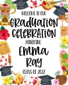 Graduation Luau Welcome Sign 8x10: Graduation Luau