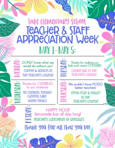 School Teacher Appreciation Week Tropical Weekly Itinerary: School Teacher Appreciation Week Tropical Weekly Itinerary