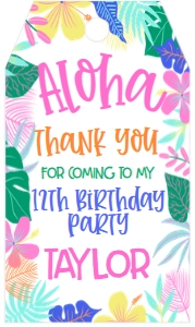 Birthday Aloha Luau V2 Favor Tag: Birthday Aloha Luau V2
