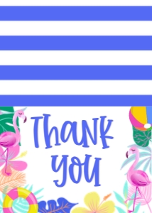 Birthday Aloha Luau V2 Flamingo Thank You Card: Birthday Aloha Luau V2 Flamingo