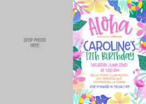 Birthday Aloha Luau V2 Flamingo Photo Invite: Birthday Aloha Luau V2 Flamingo