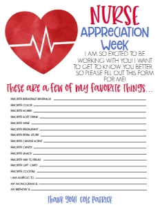 Nurse Appreciation Week Heart Favorite Things: Nurse Appreciation Week Heart 7 day