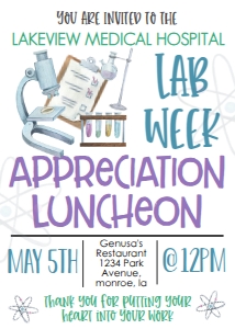 Lab Week 7 Day Luncheon: Lab Week 7 Day Itinerary