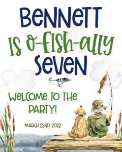 Birthday Fishing Dock O-Fish-ally Welcome Sign: Birthday Fishing Dock O-fish-ally