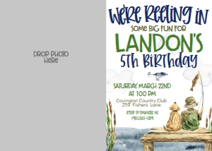 Birthday Fishing Dock Reeling Photo Invite: Birthday Fishing Dock Reeling