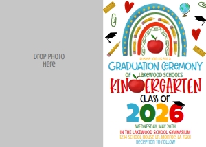 Graduation Kindergarten Supplies Rainbow Photo Invite 2026: Graduation Kindergarten Supplies Rainbow