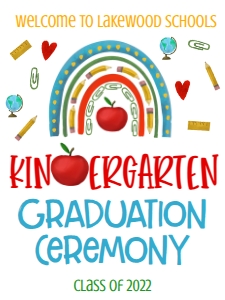 Graduation Kindergarten Supplies Rainbow Welcome Sign 18x24: Graduation Kindergarten Supplies Rainbow