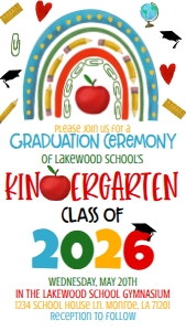 Graduation Kindergarten Supplies Rainbow Text Invite 2026: Graduation Kindergarten Supplies Rainbow