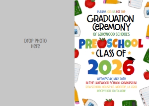 Graduation Preschool Supply Border Photo Invite 2026: Graduation Preschool Supply Border