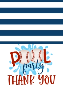 Birthday Baseball Pool Party V2 Thank You: Birthday Baseball Pool Party V2