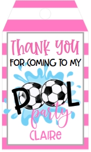 Birthday Soccer Pool Party Pink V2 Favor Tag: Birthday Soccer Pool Party Pink V2