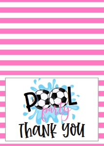 Birthday Soccer Pool Party Pink V2 Thank You: Birthday Soccer Pool Party Pink V2