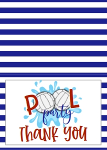 Birthday Volleyball Pool Party Thank You: Birthday Volleyball Pool Party