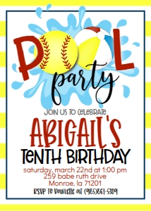 Birthday Softball Pool Party V3: Birthday Softball Pool Party V3