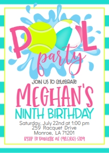 Birthday Tennis Pool Party Pink V3: Birthday Tennis Pool Party Pink V3
