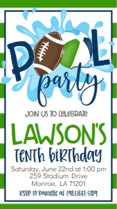 Birthday Football Pool Party V3 Text Invite: Birthday Football Pool Party V3