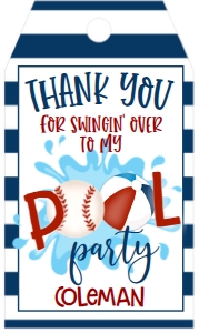 Birthday Baseball Pool Party V3 Favor Tag: Birthday Baseball Pool Party V3