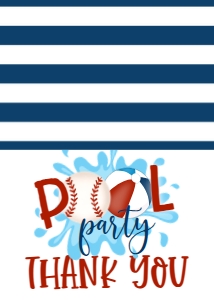 Birthday Baseball Pool Party V3 Thank You: Birthday Baseball Pool Party V3