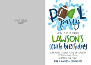 Birthday Football Pool Party V3 Photo Invite: Birthday Football Pool Party V3